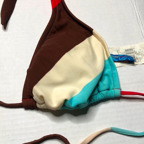 Color Blocked String Bikini Top - Picture 3 of 5